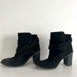Zara Basic Suede Ankle Boots—Black
